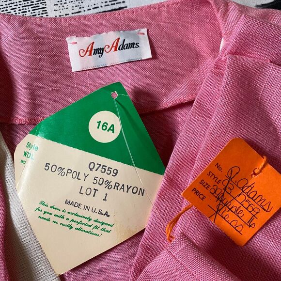 Amy Adams Women's Pink white 80s vintage nwt deadstock maxi dress shoulder pads - Picture 4 of 4